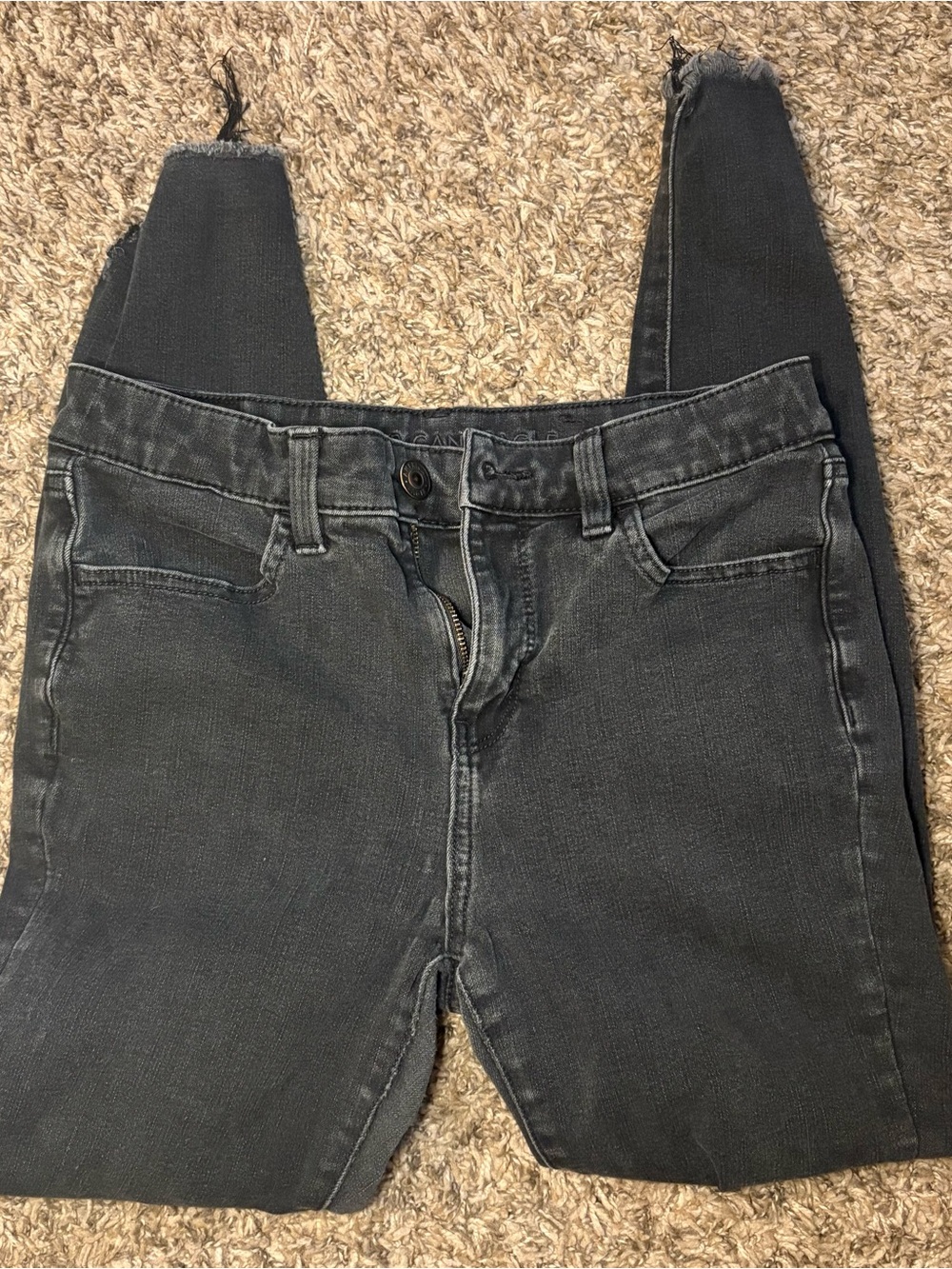 American Eagle The Dream Jean Black Distressed Skinny Jeans Size 8 Long